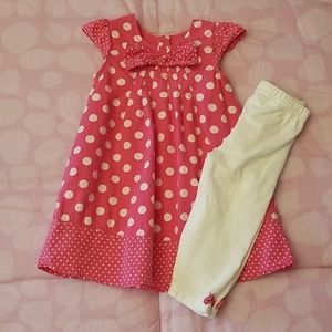 EUC! Baby Girl Pink Tunic Top with Leggings Set